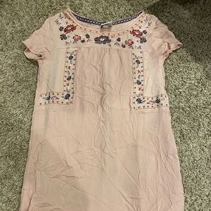 cute pink dress, good for church, embroidered